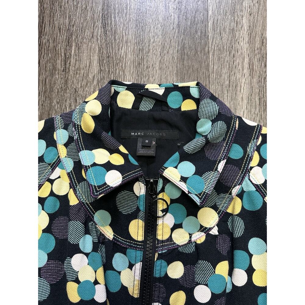 Marc Jacobs preppy polka dot spring faux denim y2k designer zip up jacket small - Picture 4 of 5